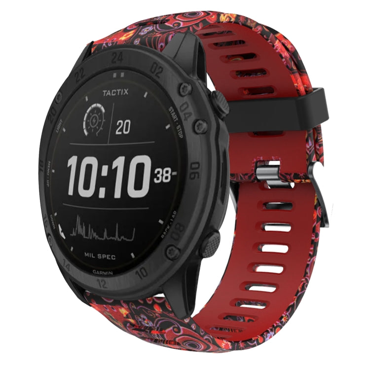 26mm Camouflage Printed Silicone Watch Band, For Garmin Fenix 7X, For Garmin Fenix 7X Solar, For Garmin Tactix Delta, For Garmin Enduro 2