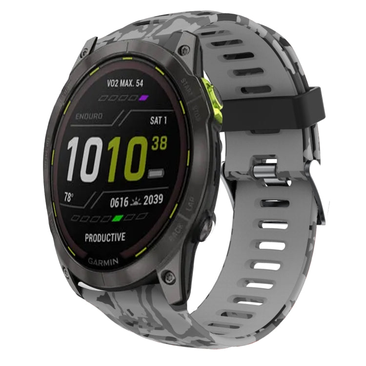 26mm Camouflage Printed Silicone Watch Band, For Garmin Fenix 7X, For Garmin Fenix 7X Solar, For Garmin Tactix Delta, For Garmin Enduro 2