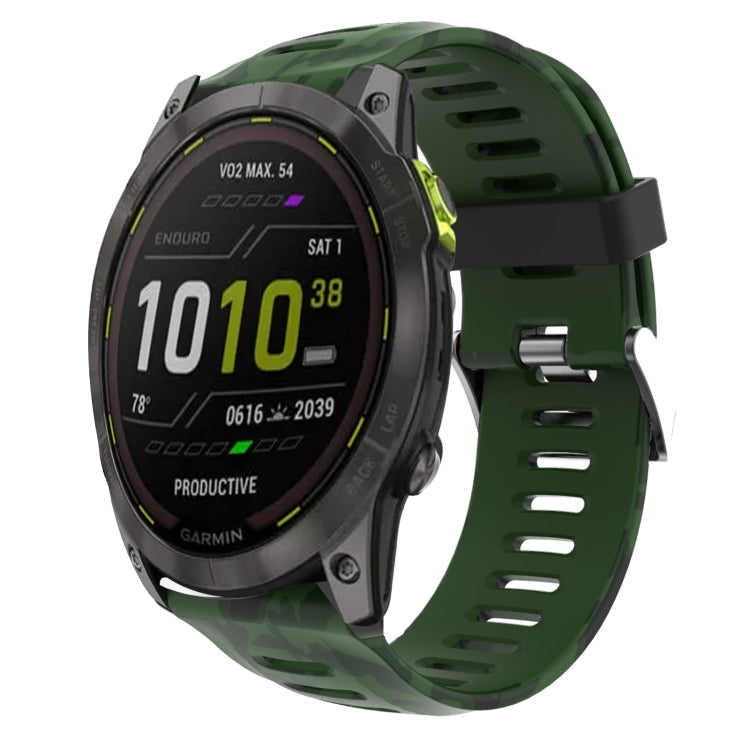 26mm Camouflage Printed Silicone Watch Band, For Garmin Fenix 7X, For Garmin Fenix 7X Solar, For Garmin Tactix Delta, For Garmin Enduro 2