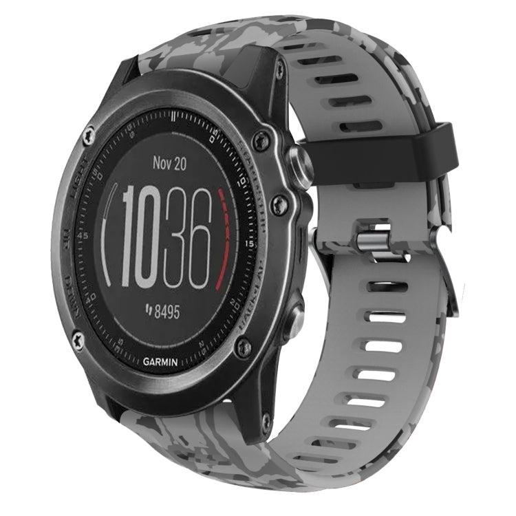 26mm Camouflage Printed Silicone Watch Band, For Garmin Fenix 5X Sapphire, For Garmin Fenix 5X Plus, For Garmin Fenix 3, For Garmin Fenix 3 HR