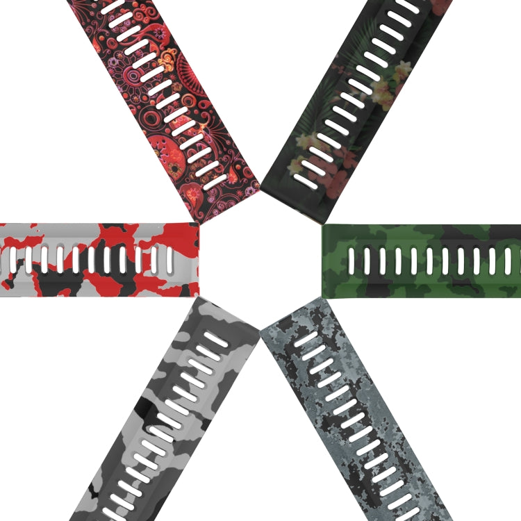 26mm Camouflage Printed Silicone Watch Band, For Garmin Fenix 7X, For Garmin Fenix 7X Solar, For Garmin Tactix Delta, For Garmin Enduro 2