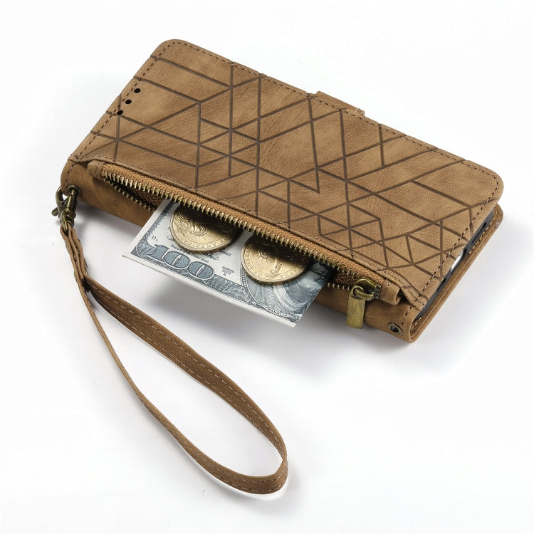 Geometric Zipper Wallet Side Buckle Leather Phone Case, For iPhone 13, For iPhone 12 / 12 Pro, For iPhone 12 Pro Max, For iPhone 11 Pro Max