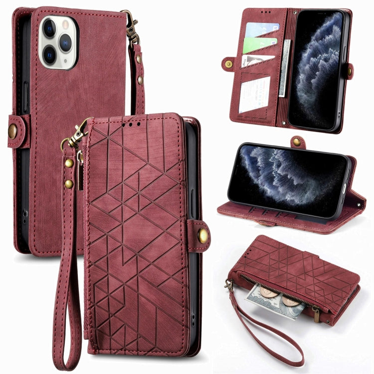 Geometric Zipper Wallet Side Buckle Leather Phone Case, For iPhone 13, For iPhone 12 / 12 Pro, For iPhone 12 Pro Max, For iPhone 11 Pro Max