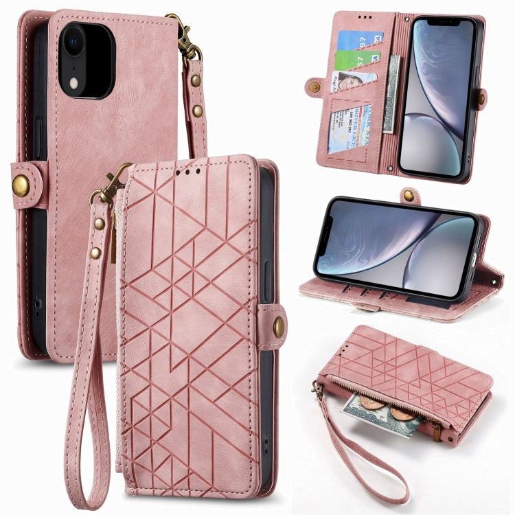 Geometric Zipper Wallet Side Buckle Leather Phone Case, For iPhone 11, For iPhone 11 Pro, For iPhone X / XS, For iPhone XR