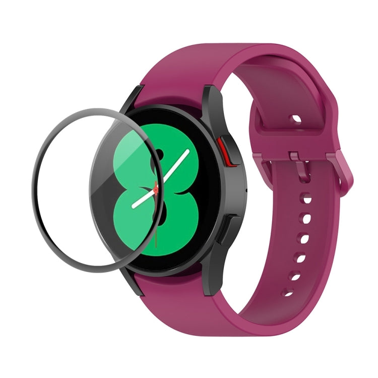 JUNSUNMAY Silicone Adjustable Strap + Full Coverage PMMA Screen Protector Kit, For Samsung Galaxy Watch4 40mm