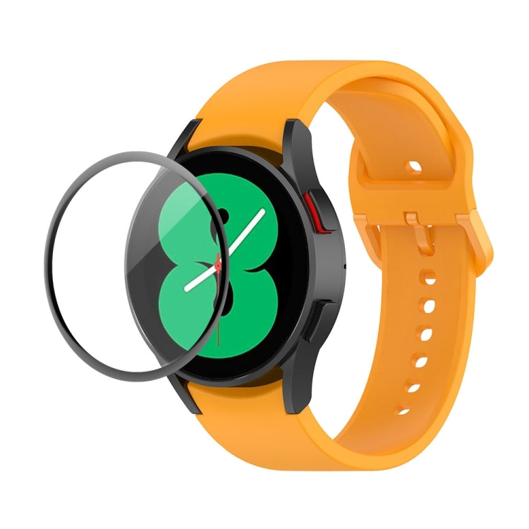 JUNSUNMAY Silicone Adjustable Strap + Full Coverage PMMA Screen Protector Kit, For Samsung Galaxy Watch4 44mm