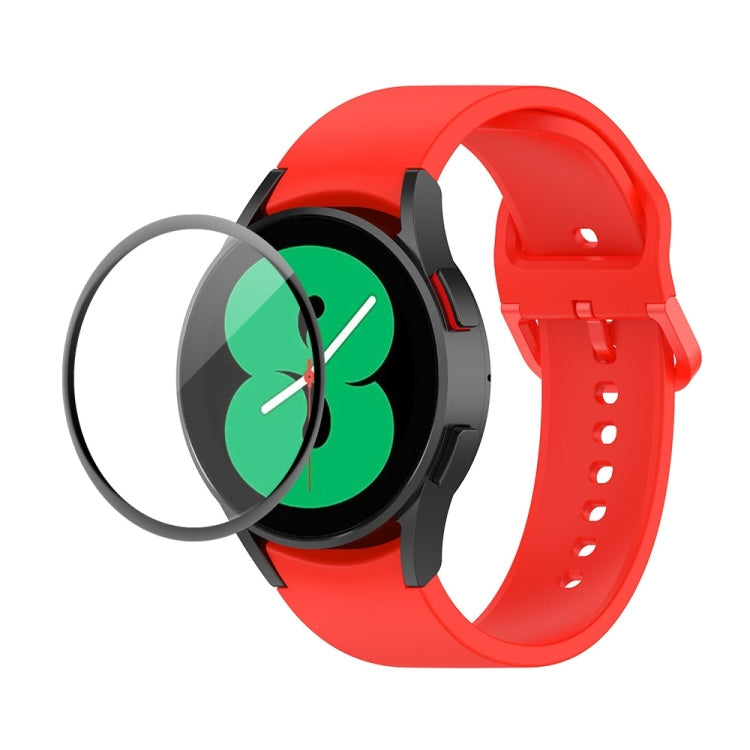 JUNSUNMAY Silicone Adjustable Strap + Full Coverage PMMA Screen Protector Kit, For Samsung Galaxy Watch4 44mm