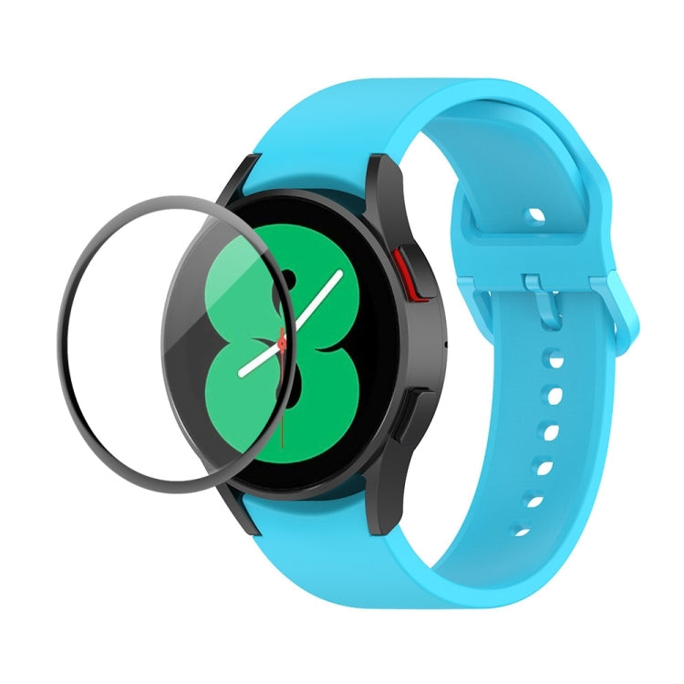 JUNSUNMAY Silicone Adjustable Strap + Full Coverage PMMA Screen Protector Kit, For Samsung Galaxy Watch4 44mm