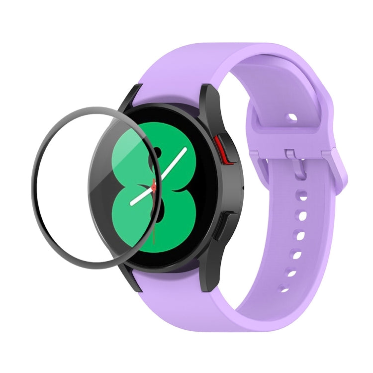 JUNSUNMAY Silicone Adjustable Strap + Full Coverage PMMA Screen Protector Kit, For Samsung Galaxy Watch4 44mm