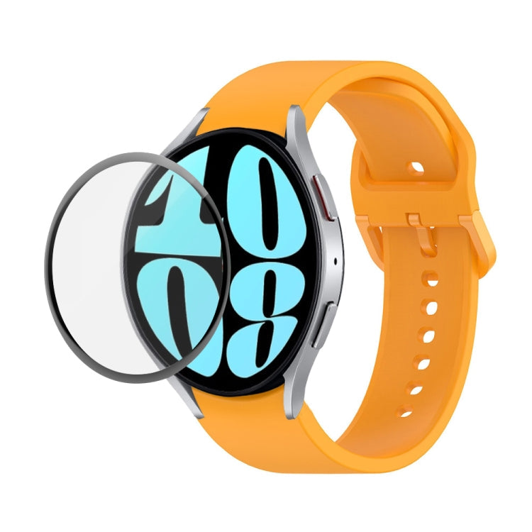 JUNSUNMAY Silicone Adjustable Strap + Full Coverage PMMA Screen Protector Kit, For Samsung Galaxy Watch6 44mm