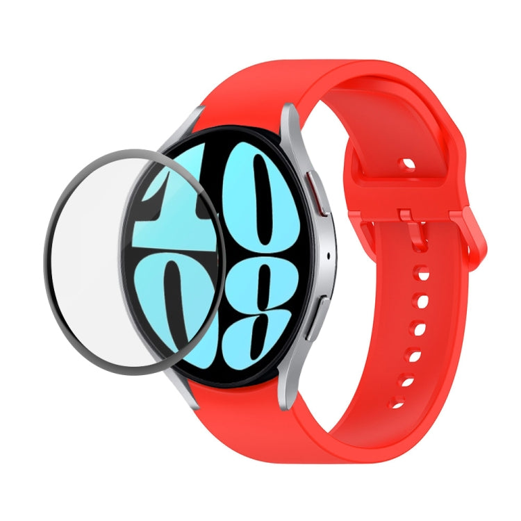 JUNSUNMAY Silicone Adjustable Strap + Full Coverage PMMA Screen Protector Kit, For Samsung Galaxy Watch6 44mm