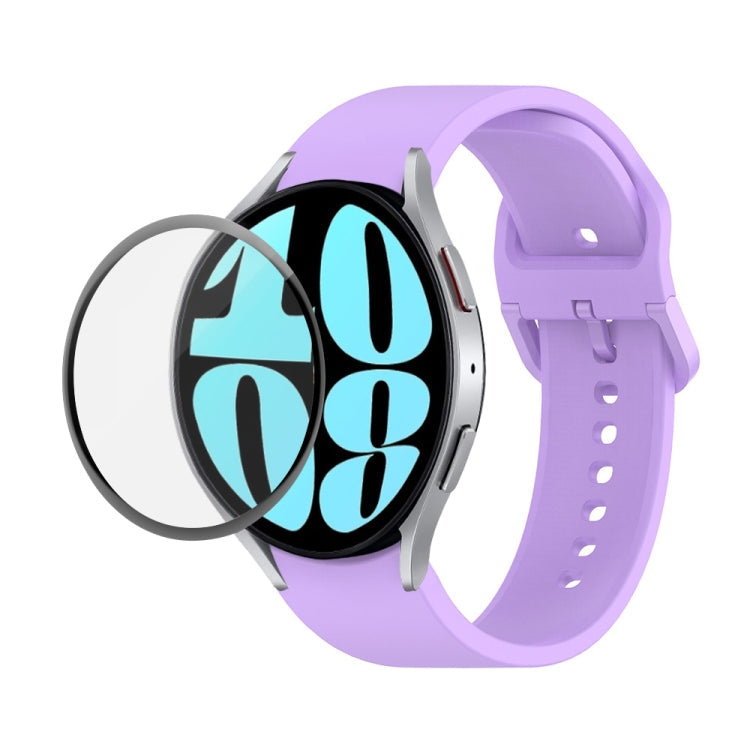 JUNSUNMAY Silicone Adjustable Strap + Full Coverage PMMA Screen Protector Kit, For Samsung Galaxy Watch6 44mm