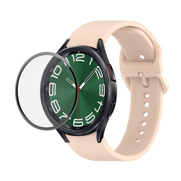 JUNSUNMAY Silicone Adjustable Strap + Full Coverage PMMA Screen Protector Kit, For Samsung Galaxy Watch6 Classic 43mm