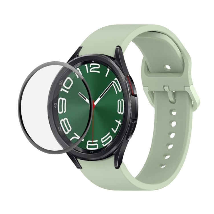 JUNSUNMAY Silicone Adjustable Strap + Full Coverage PMMA Screen Protector Kit, For Samsung Galaxy Watch6 Classic 43mm