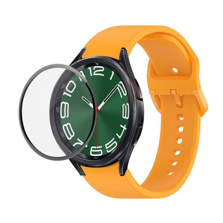 JUNSUNMAY Silicone Adjustable Strap + Full Coverage PMMA Screen Protector Kit, For Samsung Galaxy Watch6 Classic 47mm