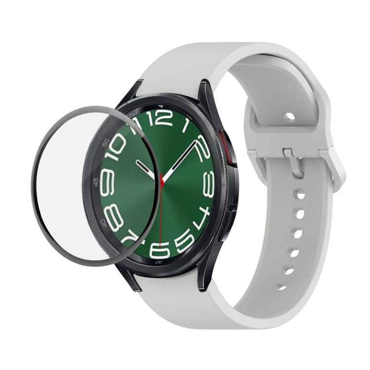 JUNSUNMAY Silicone Adjustable Strap + Full Coverage PMMA Screen Protector Kit, For Samsung Galaxy Watch6 Classic 47mm
