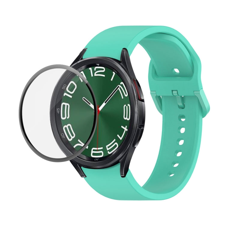 JUNSUNMAY Silicone Adjustable Strap + Full Coverage PMMA Screen Protector Kit, For Samsung Galaxy Watch6 Classic 47mm