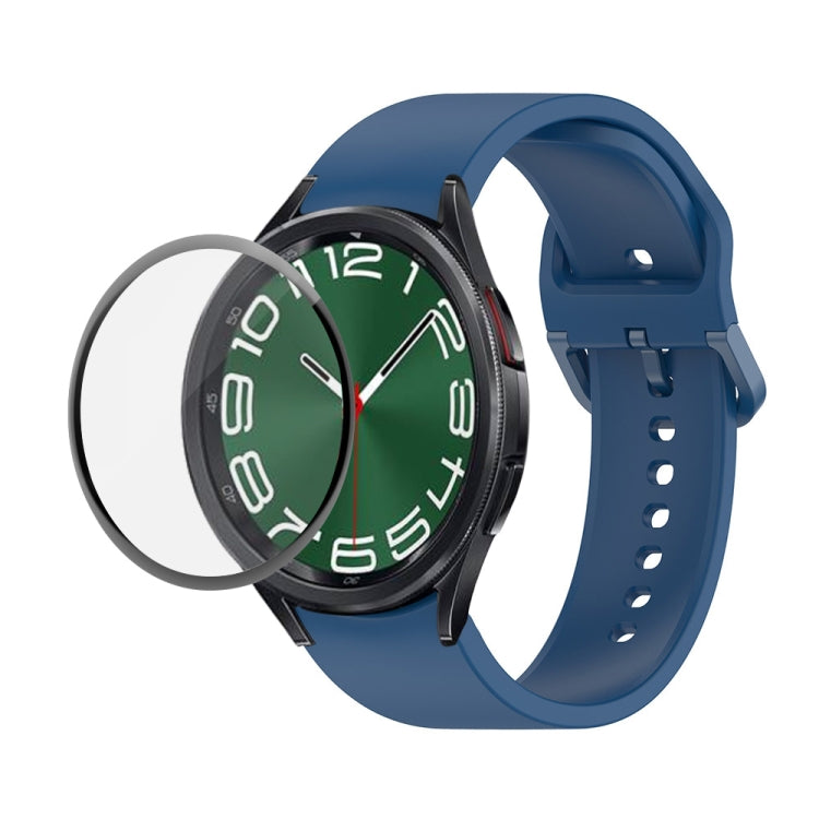 JUNSUNMAY Silicone Adjustable Strap + Full Coverage PMMA Screen Protector Kit, For Samsung Galaxy Watch6 Classic 47mm