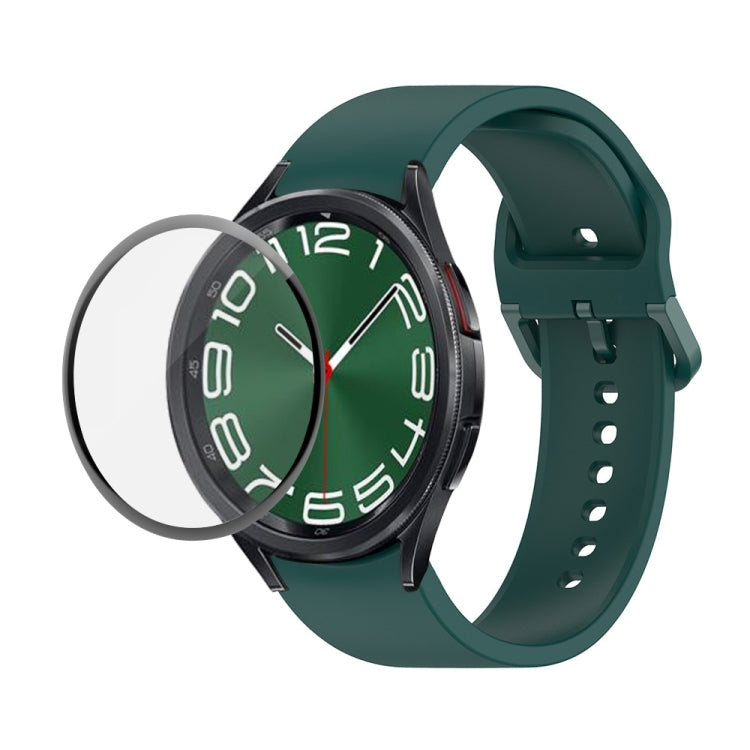 JUNSUNMAY Silicone Adjustable Strap + Full Coverage PMMA Screen Protector Kit, For Samsung Galaxy Watch6 Classic 47mm