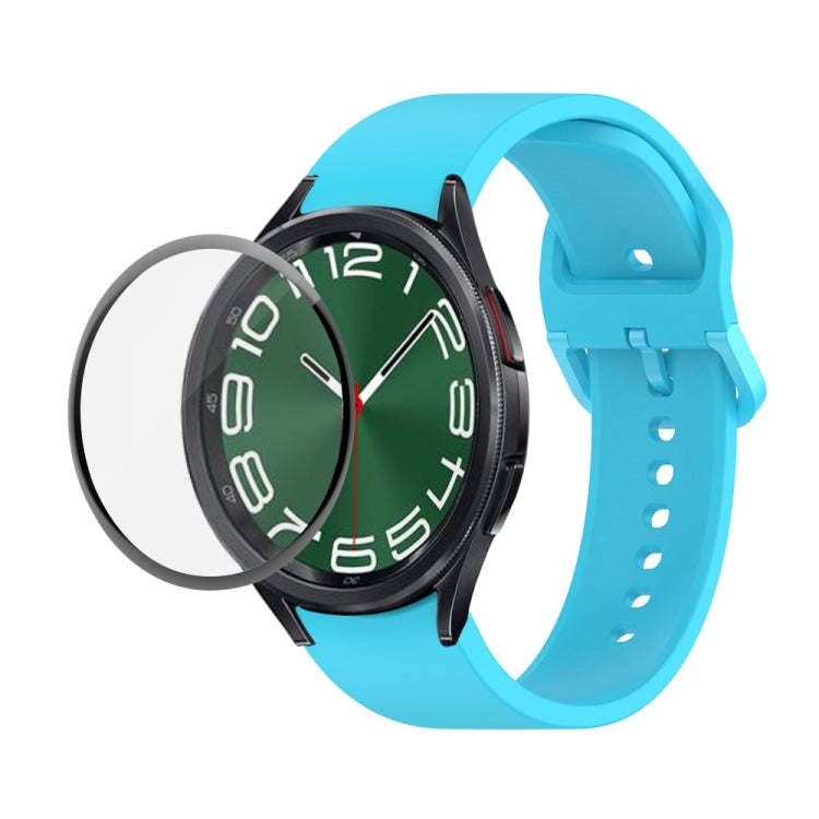 JUNSUNMAY Silicone Adjustable Strap + Full Coverage PMMA Screen Protector Kit, For Samsung Galaxy Watch6 Classic 47mm