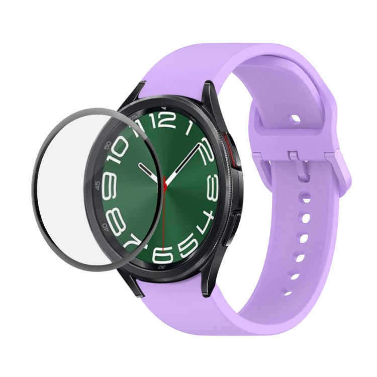 JUNSUNMAY Silicone Adjustable Strap + Full Coverage PMMA Screen Protector Kit, For Samsung Galaxy Watch6 Classic 47mm