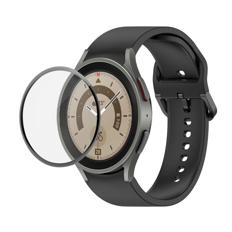 JUNSUNMAY Silicone Adjustable Strap + Full Coverage PMMA Screen Protector Kit, For Samsung Galaxy Watch5 Pro 45mm