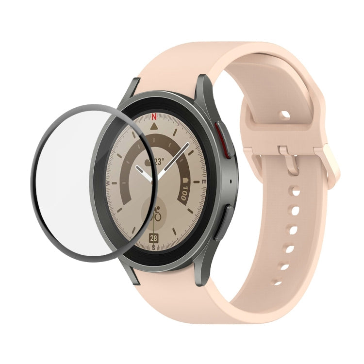 JUNSUNMAY Silicone Adjustable Strap + Full Coverage PMMA Screen Protector Kit, For Samsung Galaxy Watch5 Pro 45mm