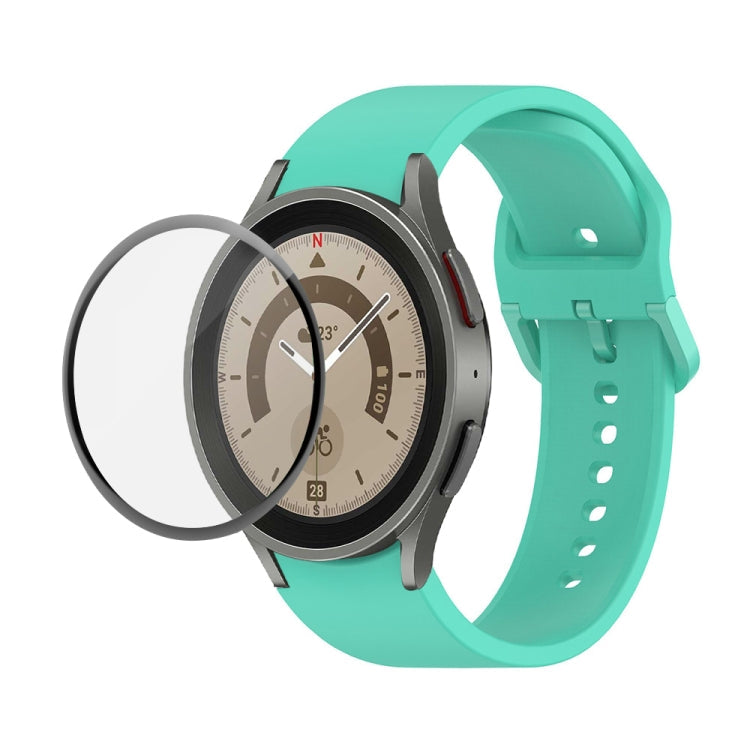 JUNSUNMAY Silicone Adjustable Strap + Full Coverage PMMA Screen Protector Kit, For Samsung Galaxy Watch5 Pro 45mm