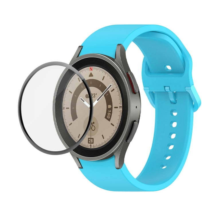 JUNSUNMAY Silicone Adjustable Strap + Full Coverage PMMA Screen Protector Kit, For Samsung Galaxy Watch5 Pro 45mm