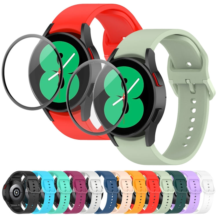JUNSUNMAY Silicone Adjustable Strap + Full Coverage PMMA Screen Protector Kit, For Samsung Galaxy Watch6 44mm