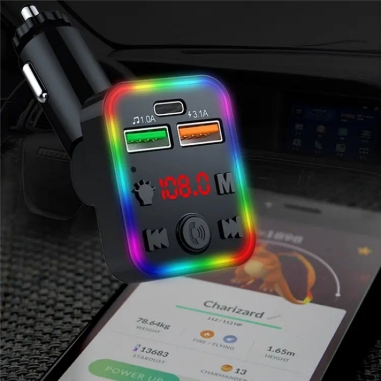 P22 Support MP3 Player USB Port Bluetooth FM Transmitter in-Car Adapter PD Car Charger, P22