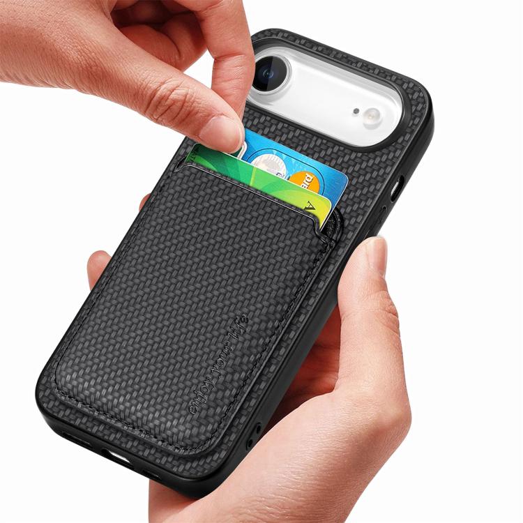 Carbon Fiber Leather Card Magsafe Phone Case, For iPhone Air, For iPhone 16 Pro Max, For iPhone 16 Pro, For iPhone 16 Plus