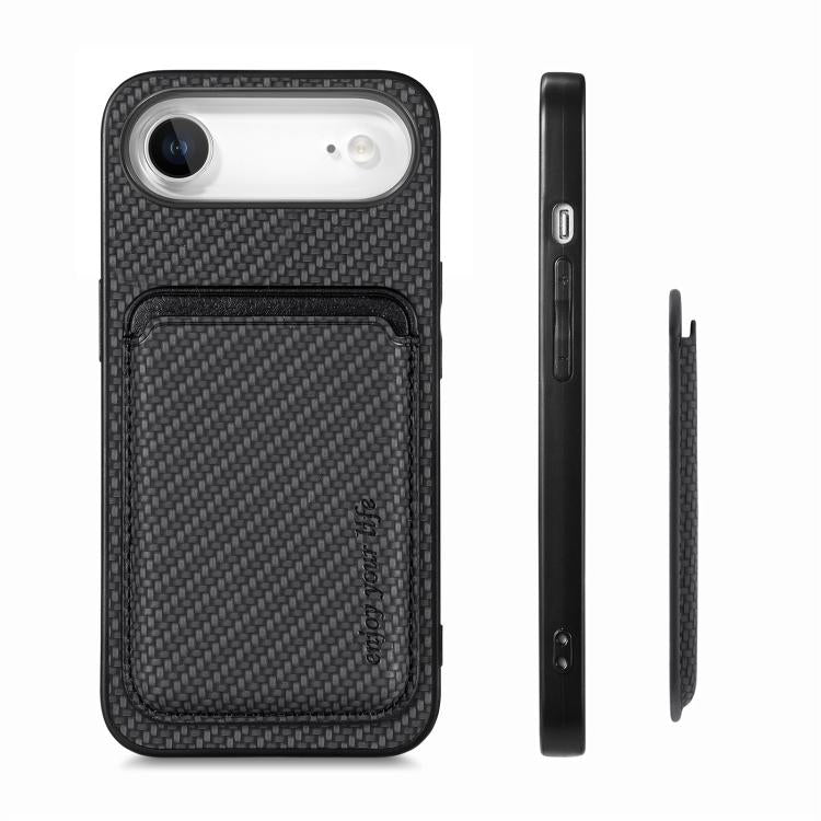 Carbon Fiber Leather Card Magsafe Phone Case, For iPhone Air, For iPhone 16 Pro Max, For iPhone 16 Pro, For iPhone 16 Plus