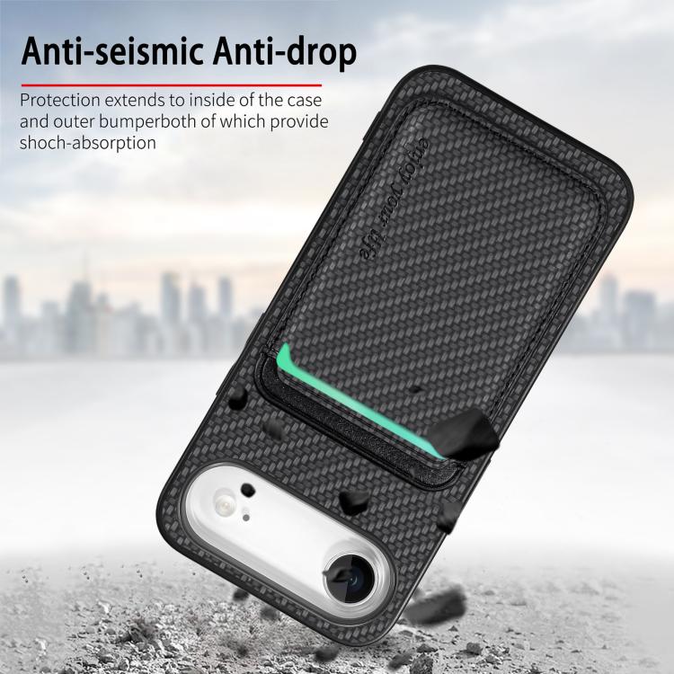 Carbon Fiber Leather Card Magsafe Phone Case, For iPhone Air, For iPhone 16 Pro Max, For iPhone 16 Pro, For iPhone 16 Plus