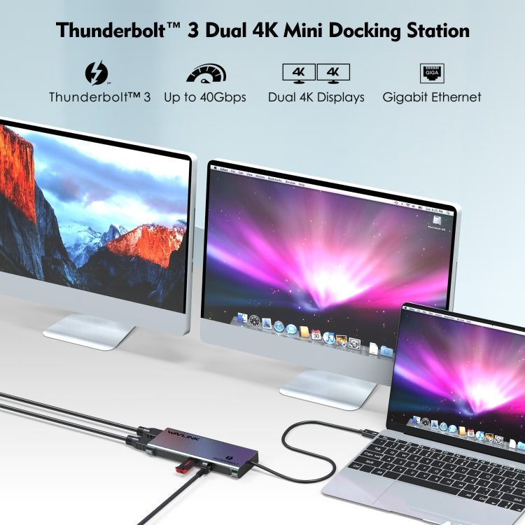 WAVLINK WL-UTD05 Multi-Function 4-in-1 Extender Type-C to DP Thunderbolt 3 Connector 4K Transfer, WL-UTD05