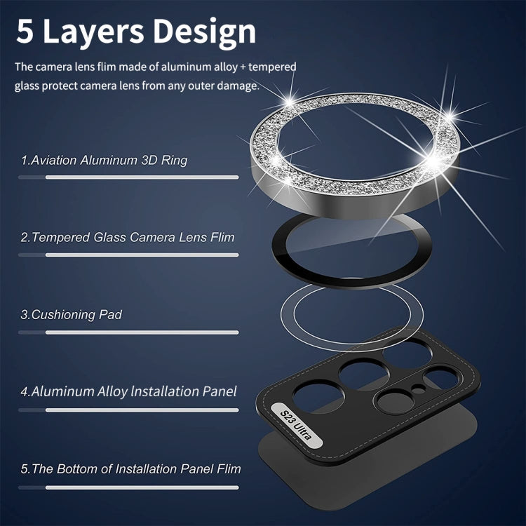 ENKAY Hat-Prince 9H Rear Camera Lens Glitter Aluminium Alloy Tempered Glass Film, For Samsung Galaxy S24 Ultra 5G, For Samsung Galaxy S24+ 5G, For Samsung Galaxy S24 5G