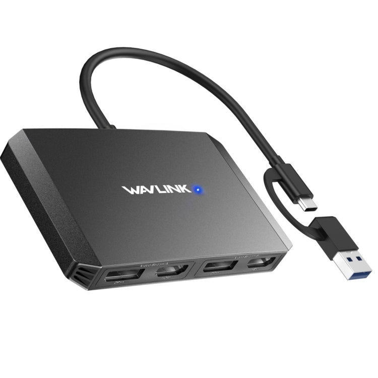 WAVLINK WL-UG69DH2 Dual Monitor USB+Type-C to Dual 4K HD DisplayPort Adapter Splitter, WL-UG69DH2