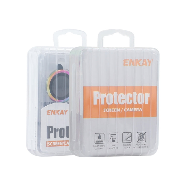 ENKAY 9H tempered glass camera lens protector for iPad Pro 11 and 13 2024 with aluminum alloy frame in silver