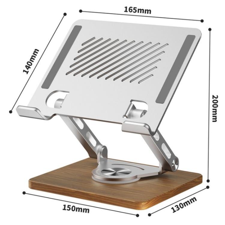 J27 Desktop Foldable Rotating Wooden Base Tablets Laptops Metal Cooling Holder, J27