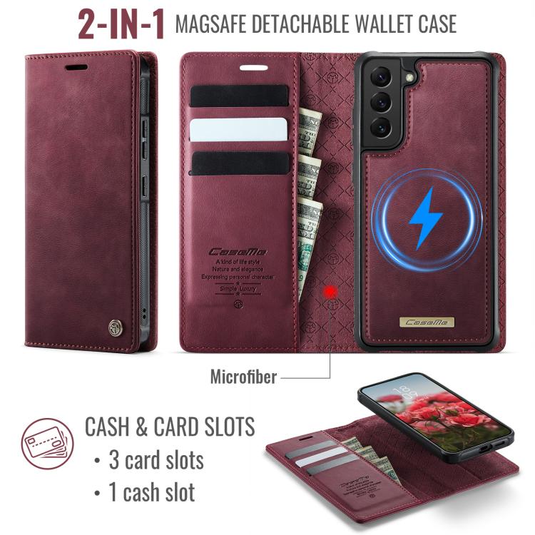 CaseMe C49 Magnetic RFID Blocking Detachable Wallet Leather Phone Case, For Samsung Galaxy S22+ 5G, For Samsung Galaxy S22 5G, For Samsung Galaxy S21 FE 5G, For Samsung Galaxy S21 5G