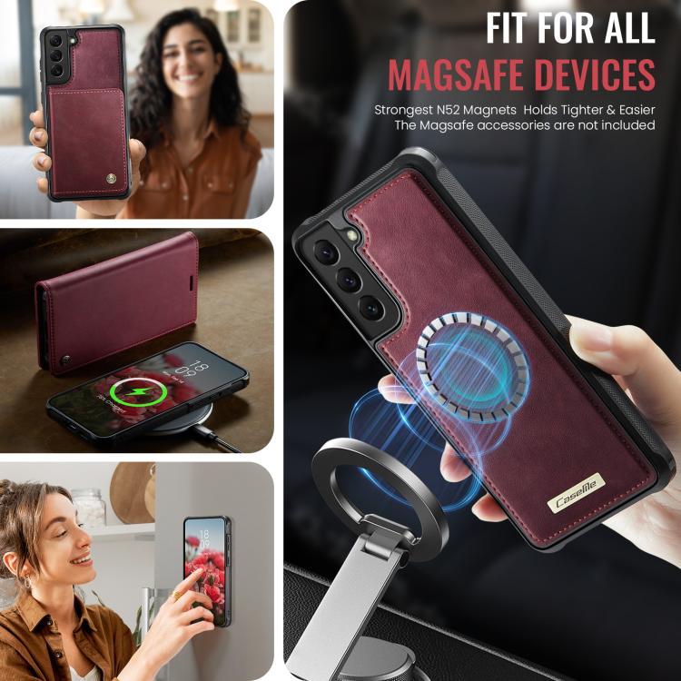 CaseMe C49 Magnetic RFID Blocking Detachable Wallet Leather Phone Case, For Samsung Galaxy S22+ 5G, For Samsung Galaxy S22 5G, For Samsung Galaxy S21 FE 5G, For Samsung Galaxy S21 5G