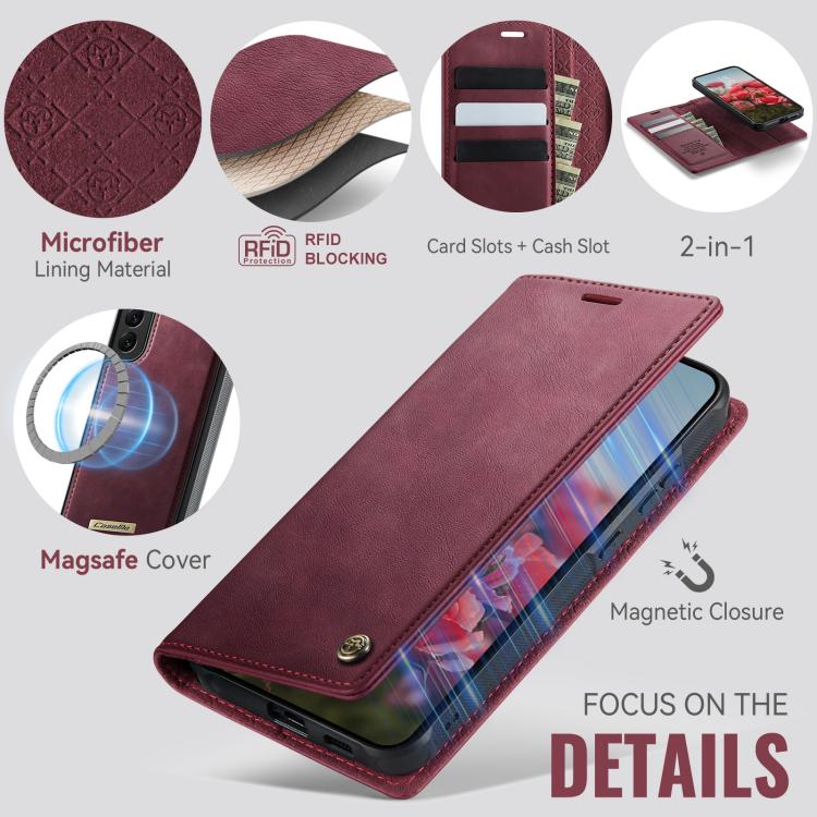 CaseMe C49 Magnetic RFID Blocking Detachable Wallet Leather Phone Case, For Samsung Galaxy S22+ 5G, For Samsung Galaxy S22 5G, For Samsung Galaxy S21 FE 5G, For Samsung Galaxy S21 5G