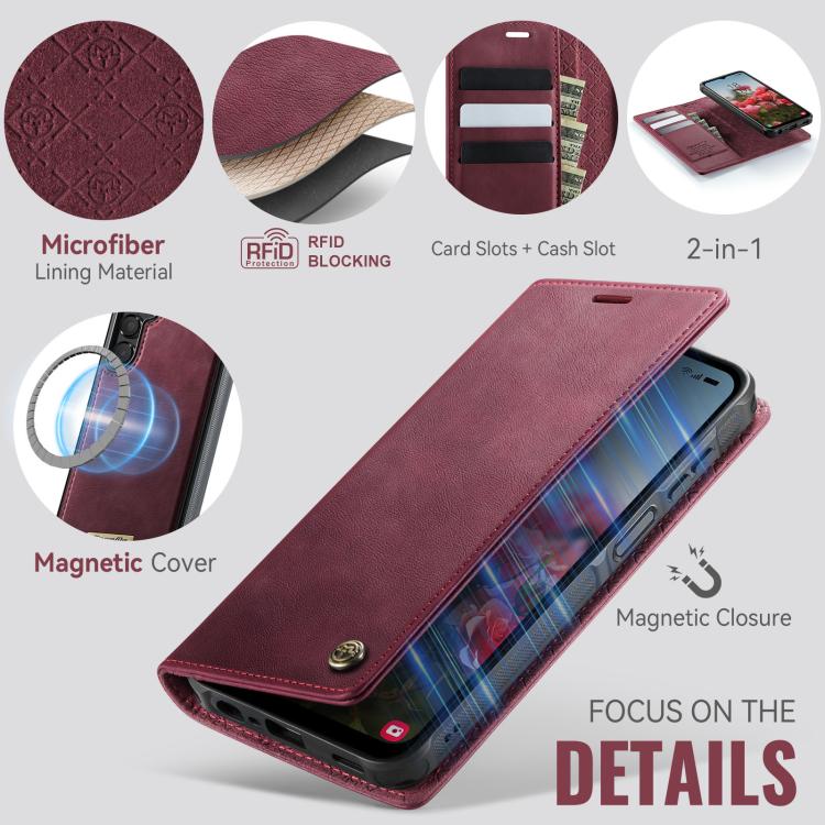 CaseMe C49 Magnetic RFID Blocking Detachable Wallet Leather Phone Case, For Samsung Galaxy A14 5G / M44, For Samsung Galaxy A55 / A35 5G, For Samsung Galaxy A13 / A04s, For Samsung Galaxy A52 / A52s