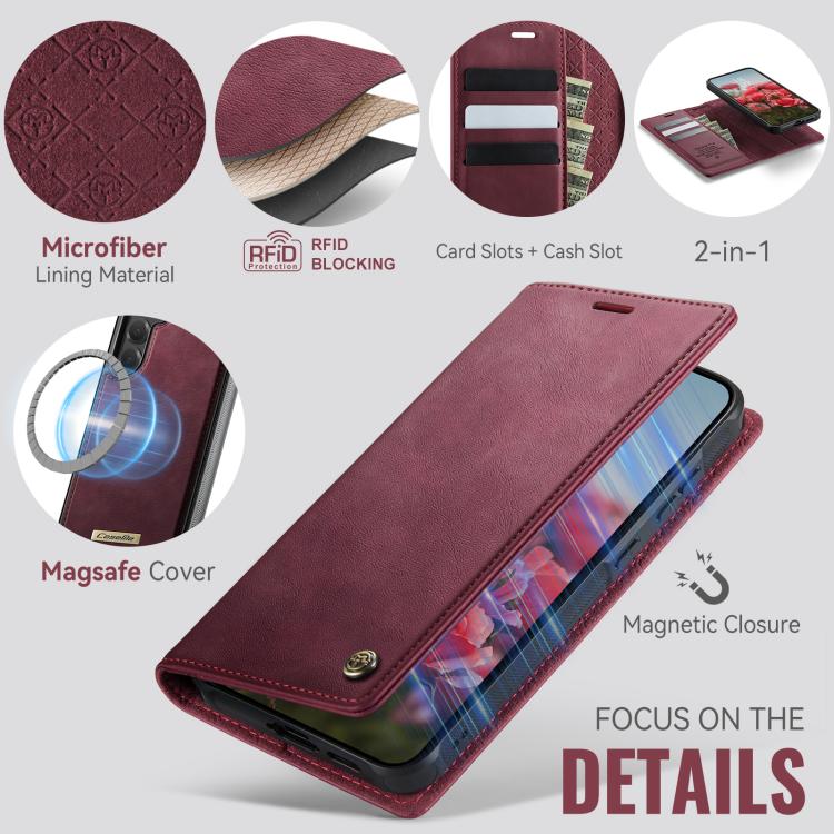 CaseMe C49 Magnetic RFID Blocking Detachable Wallet Leather Phone Case, For Samsung Galaxy S25 FE 5G, For Samsung Galaxy S25 Edge 5G, For Samsung Galaxy A56 5G, For Samsung Galaxy S25 Ultra 5G