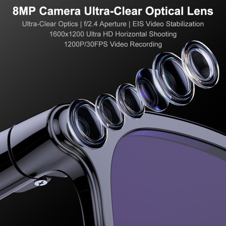 A2 8MP HD Smart Camera Glasses, Support AI Translation / AI Assistant / Bluetooth Calling, A2