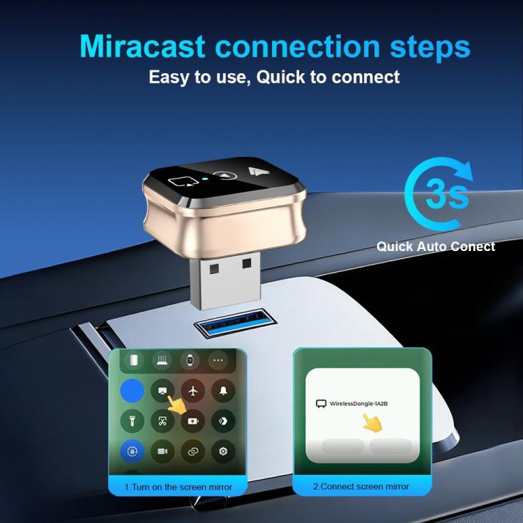 M70 For AirPlay / Miracast 4 in 1 Smart Screen Mirroring Adapter CarPlay / Android Auto Wired to Wireless, M70
