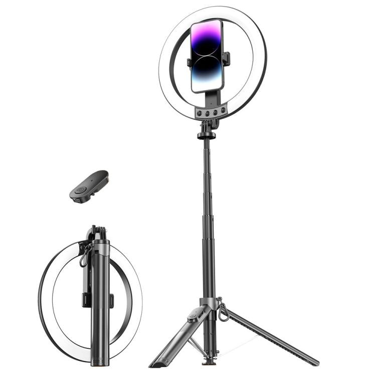 P61Q For Photography / Video Recording Live Streaming Selfie Stick Tripod Lamp 10 Inch Ring Light