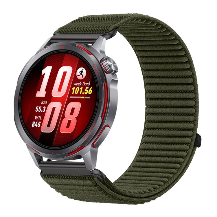 Woven Nylon Hook And Loop Fastener Metal Interface Watch Band, For Huawei Watch GT Runner 2