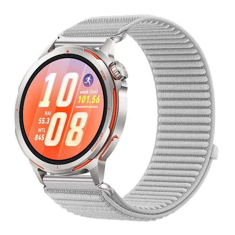 Woven Nylon Hook And Loop Fastener Metal Interface Watch Band, For Huawei Watch GT Runner 2