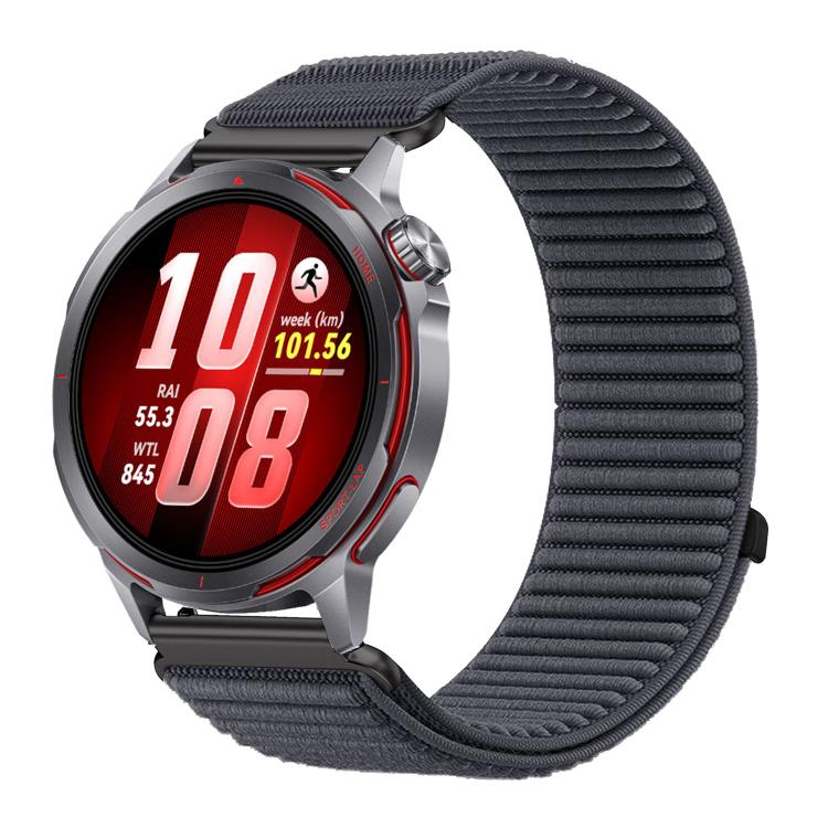 Woven Nylon Hook And Loop Fastener Metal Interface Watch Band, For Huawei Watch GT Runner 2